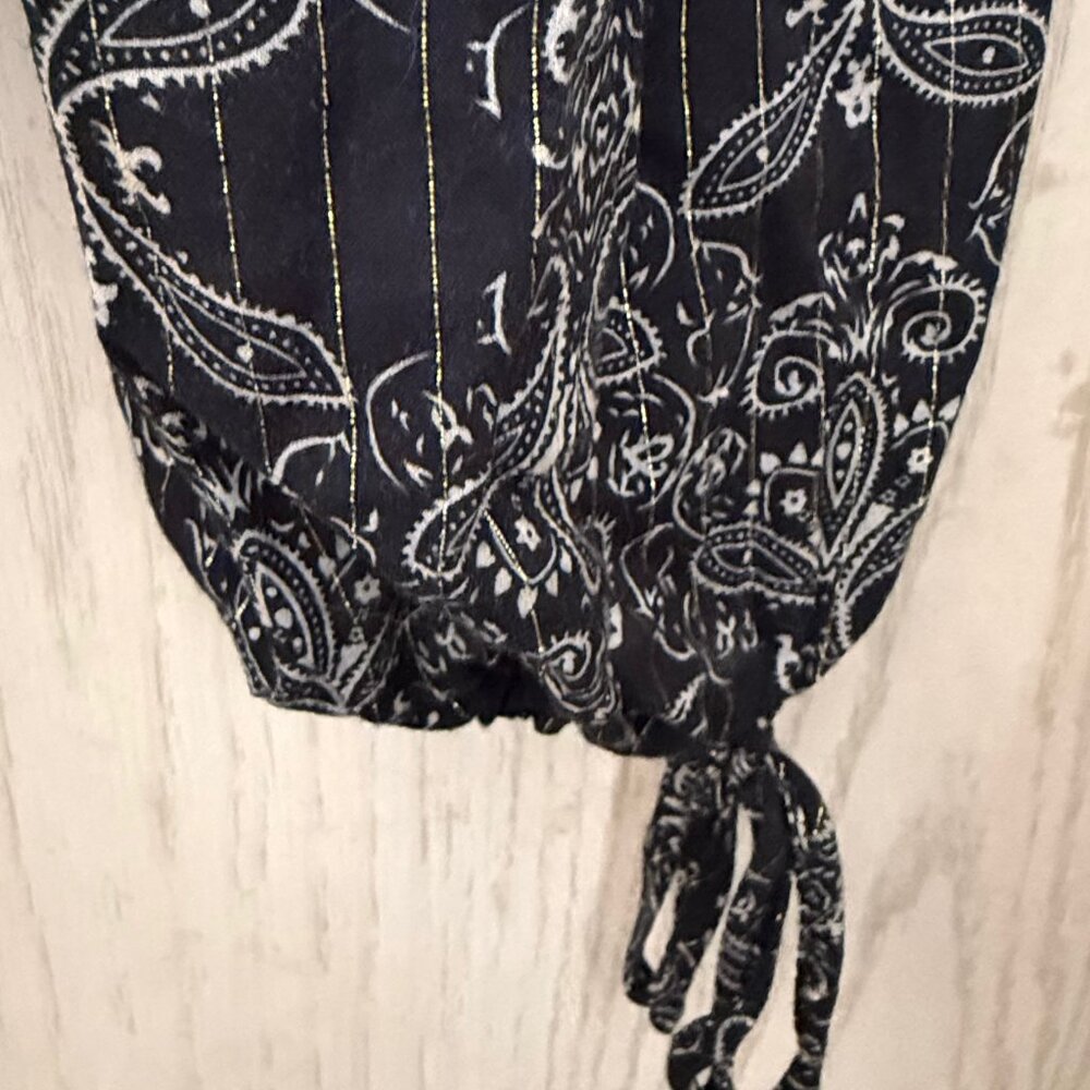 Bloomfield Paisley Smocked Peasant Top L Puff Sleeve Square Neck Boho Milkmaid - Picture 6 of 12